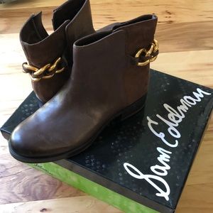 NIB Sam Edelman brown leather ankle booties